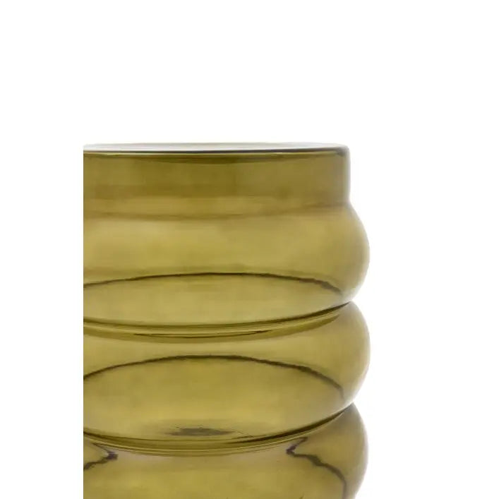 Gallery Direct Sono Side Table in Forest Green coloured blown bubble style glass with a round table top