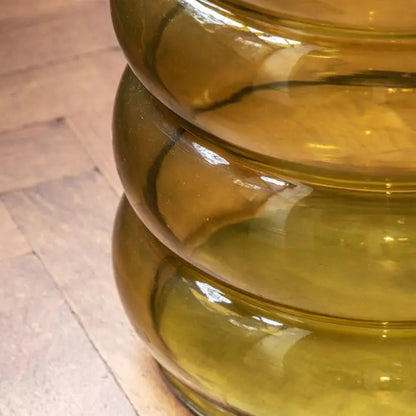 Gallery Direct Sono Side Table in Forest Green reinforced glass blown into a curved bubble style