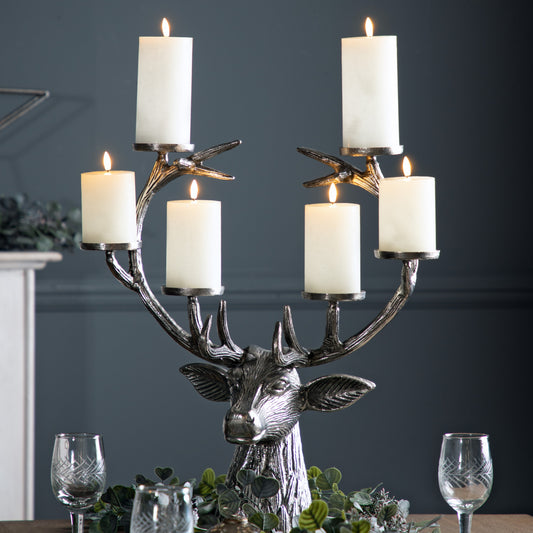 Gallery Direct Stag Candelabra Aluminium, styled in a home interior