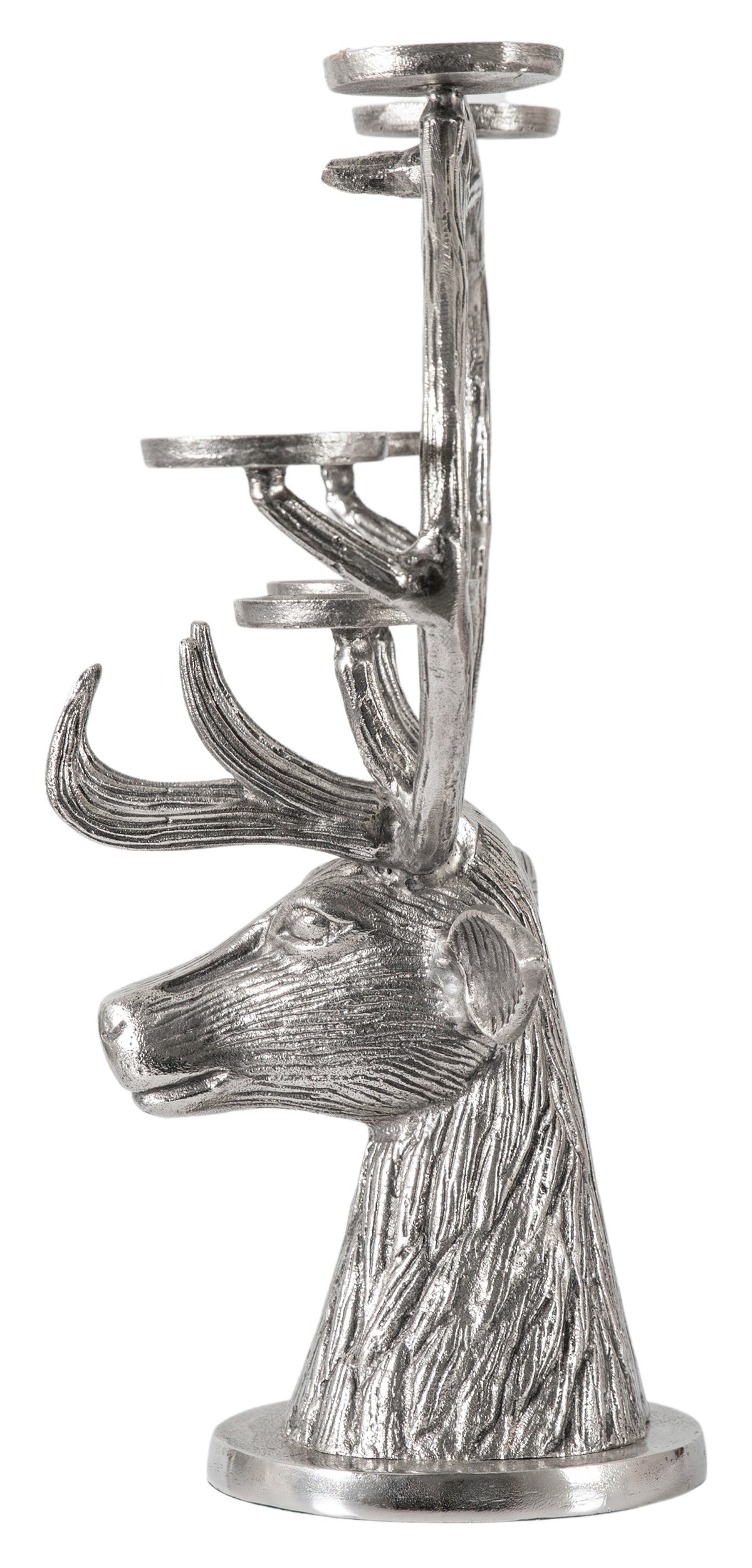 Gallery Direct Stag Candelabra Aluminium, complete product view on a white background