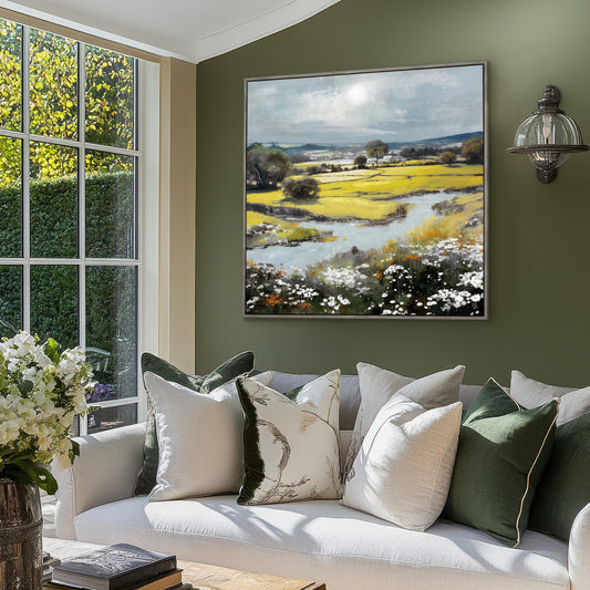 Gallery Direct Summer Splendour Framed Canvas displayed in a styled interior