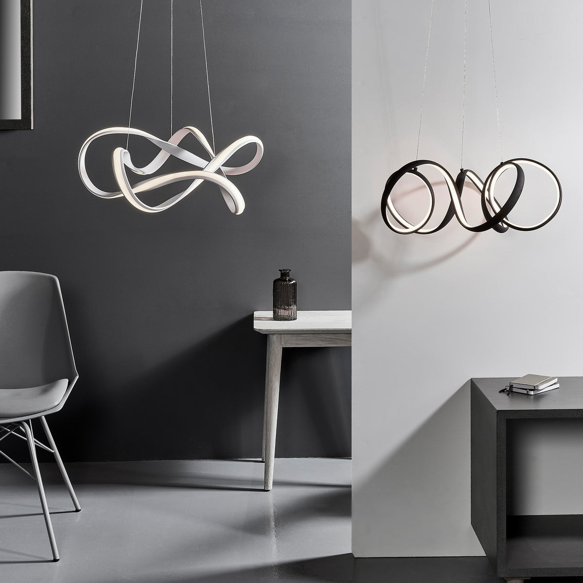 Gallery Direct Synergy Pendant Light White, styled in a room setting