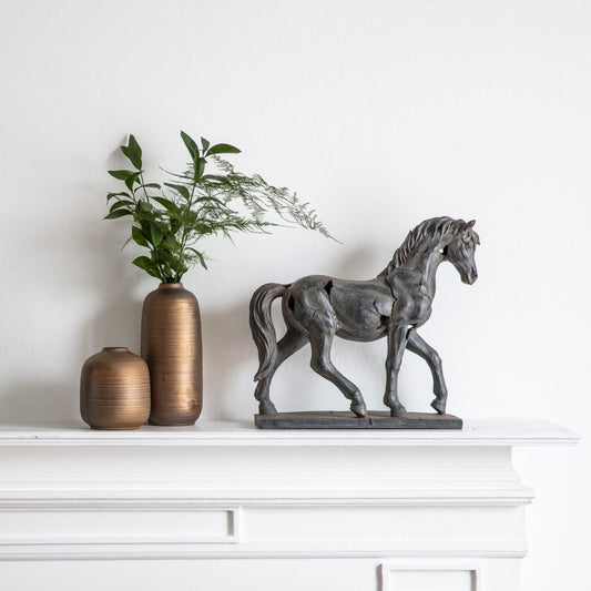 Gallery Direct Tamir Antique Horse Statue Aged, styled in a supplier lifestyle setting