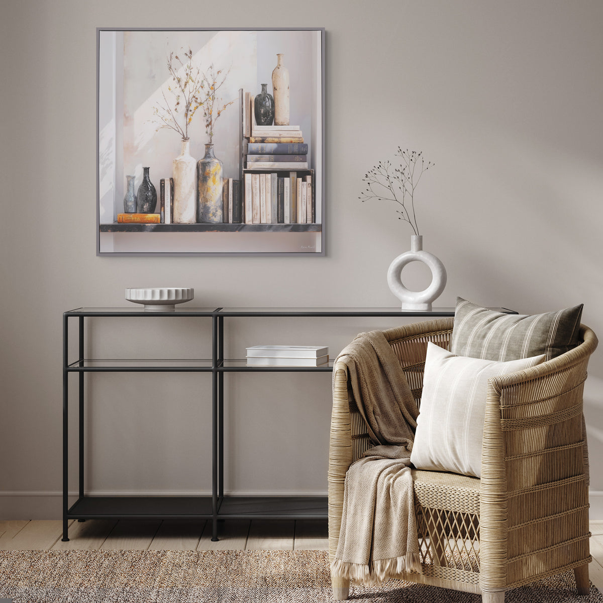 Gallery Direct The Classics Framed Canvas displayed in a styled interior
