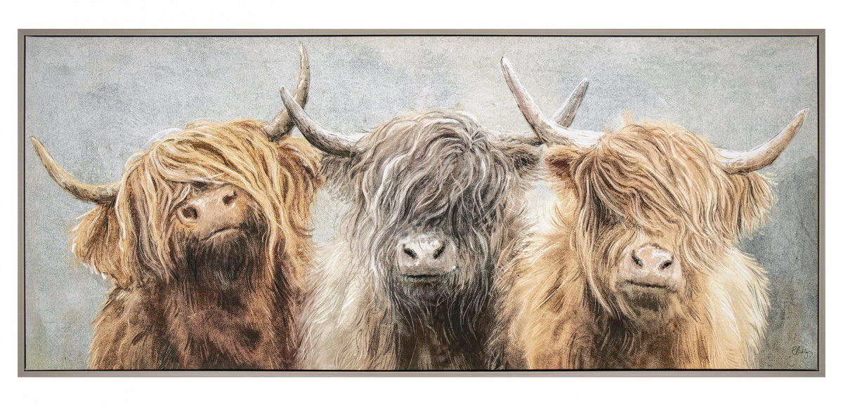 Gallery Direct Three of a Kind Framed Canvas, complete product view