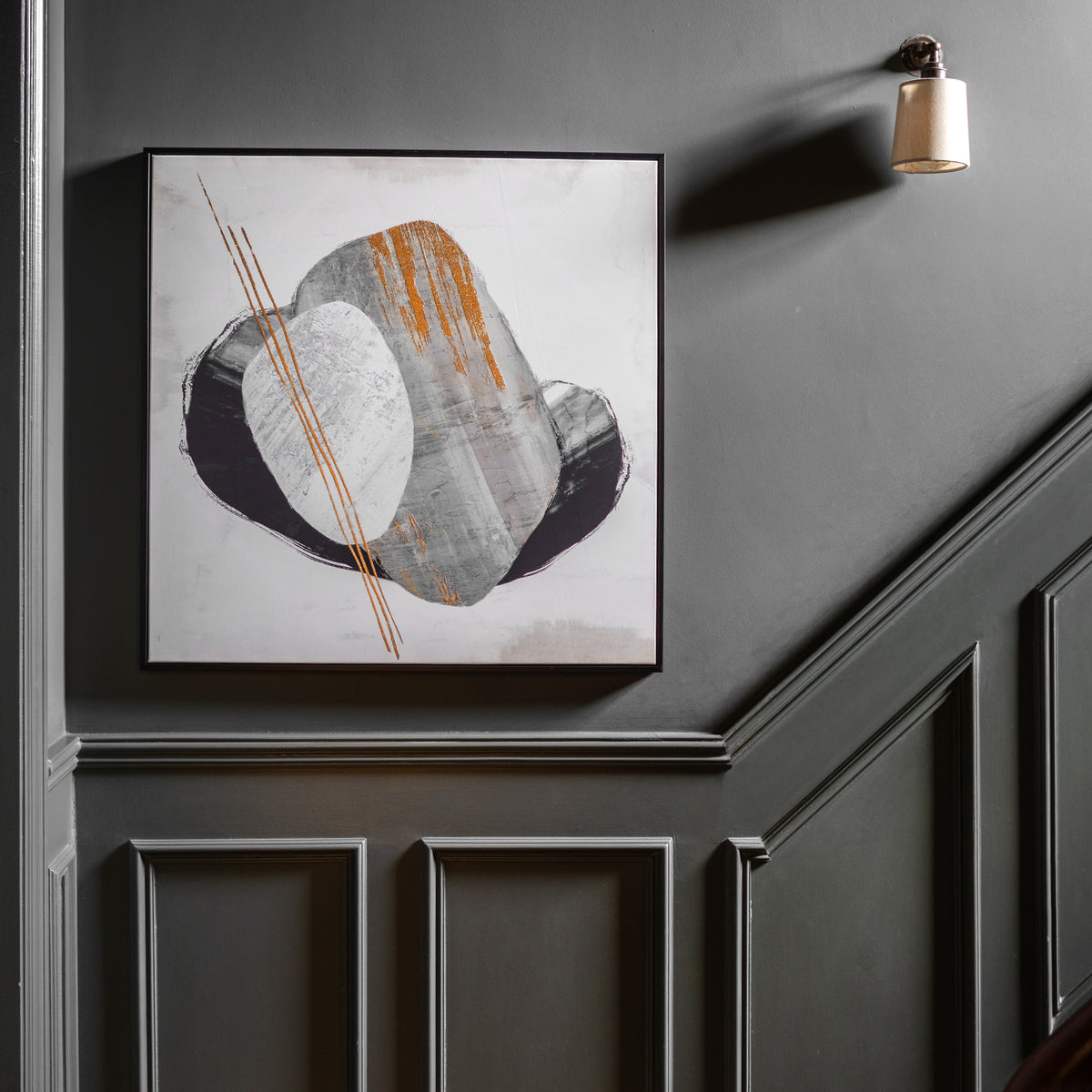 Gallery Direct Through the Dimensions I Framed Canvas displayed in a styled interior