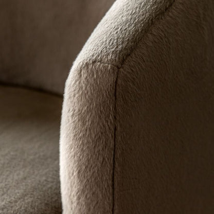 Gallery Direct Tindon Armchair upholstered in Alaska Khaki coloured soft plush, faux fur material