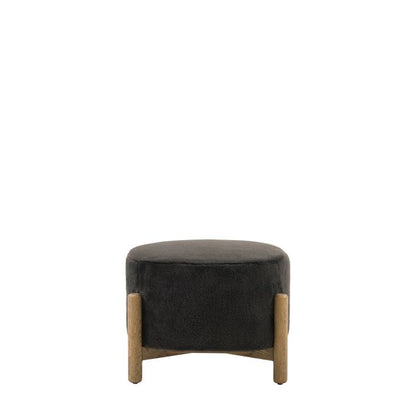 Gallery Direct Tindon Footstool features a wooden base and a plush faux fur style fabric in Alaska Graphite grey colour