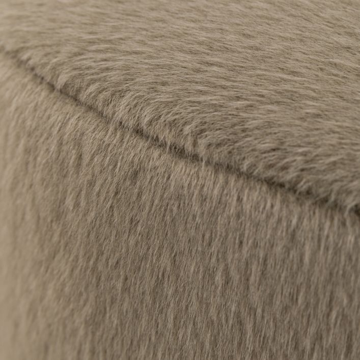 Gallery Direct Tindon Footstool in Alaska Khaki coloured faux fur material