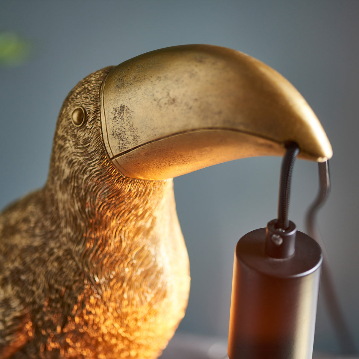 Gallery Direct Toucan Table Lamp Gold, close-up of the finish and design