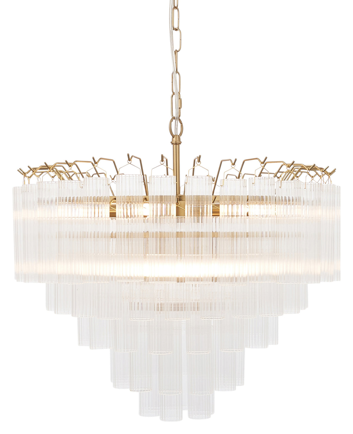 Gallery Direct Toulouse 12 Pendant Light Fine Ribbed Glass, complete product view on a white background