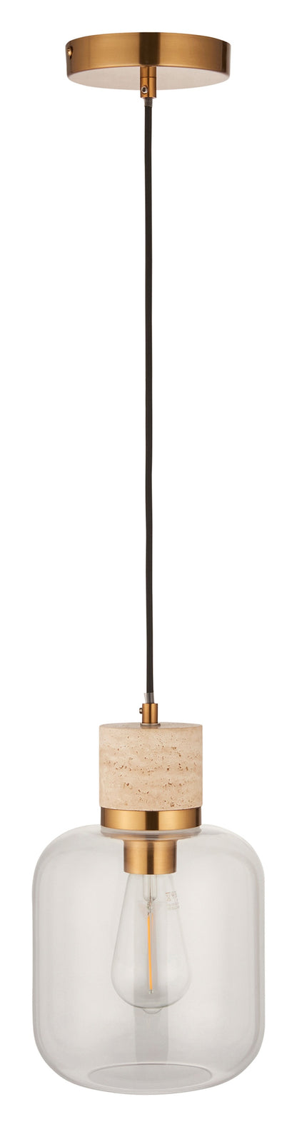 Gallery Direct Travi 1 Pendant Light Natural Travertine, complete product view on a white background