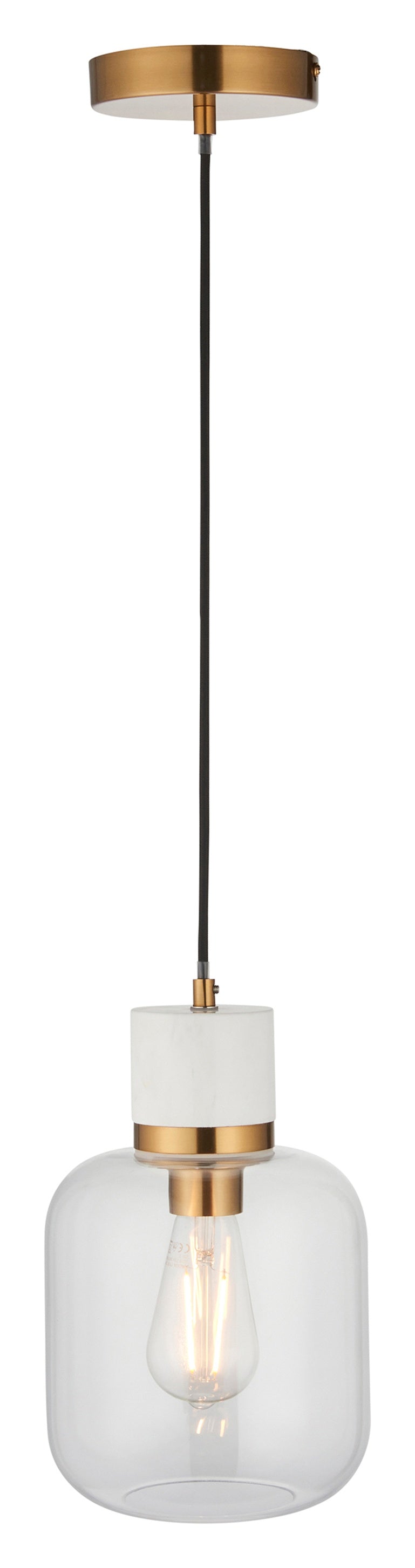 Gallery Direct Travi 1 Pendant Light White Volakas Marble, complete product view on a white background