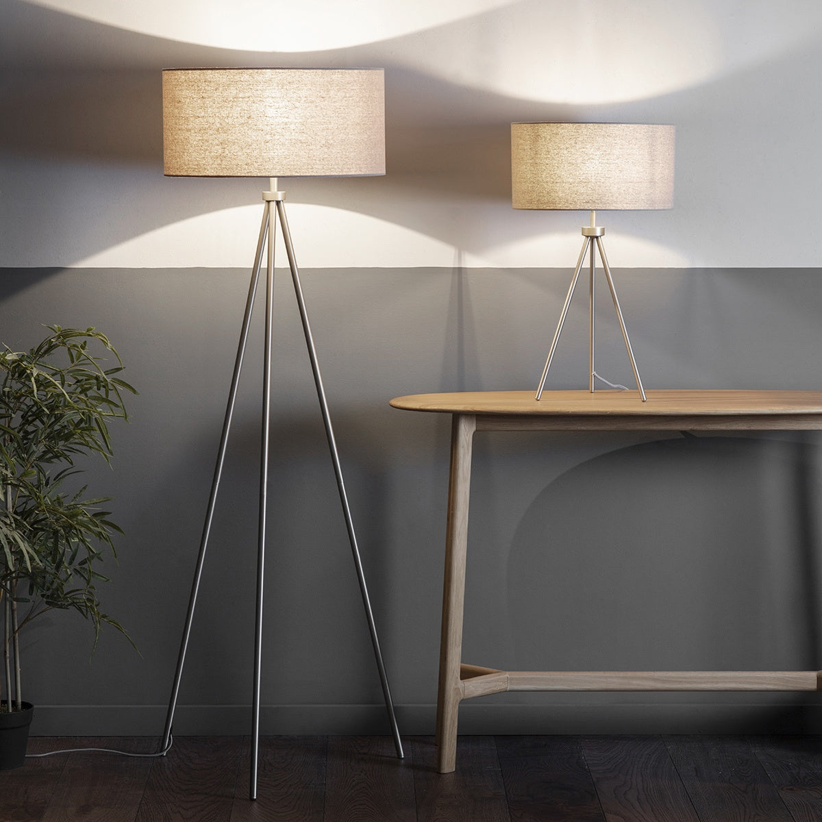 Gallery Direct Tri Floor Lamp, styled in a room setting