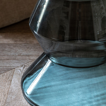 Gallery Direct Turin Side Table features a sculptural glass base in a Smoke Grey colour