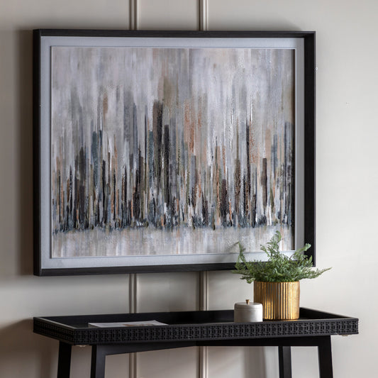 Gallery Direct Urban Silence Framed Canvas displayed in a styled interior
