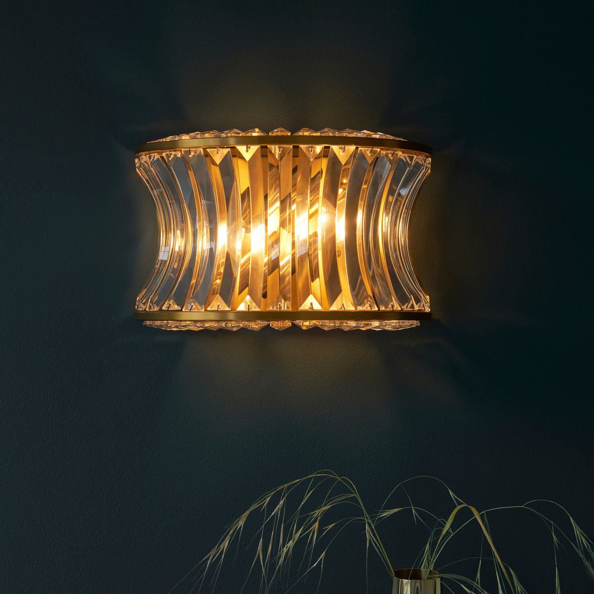 Gallery Direct Uruguay 2 Wall Light Warm Brass, styled in a room setting