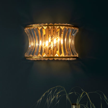Gallery Direct Uruguay 2 Wall Light Warm Brass, styled in a room setting
