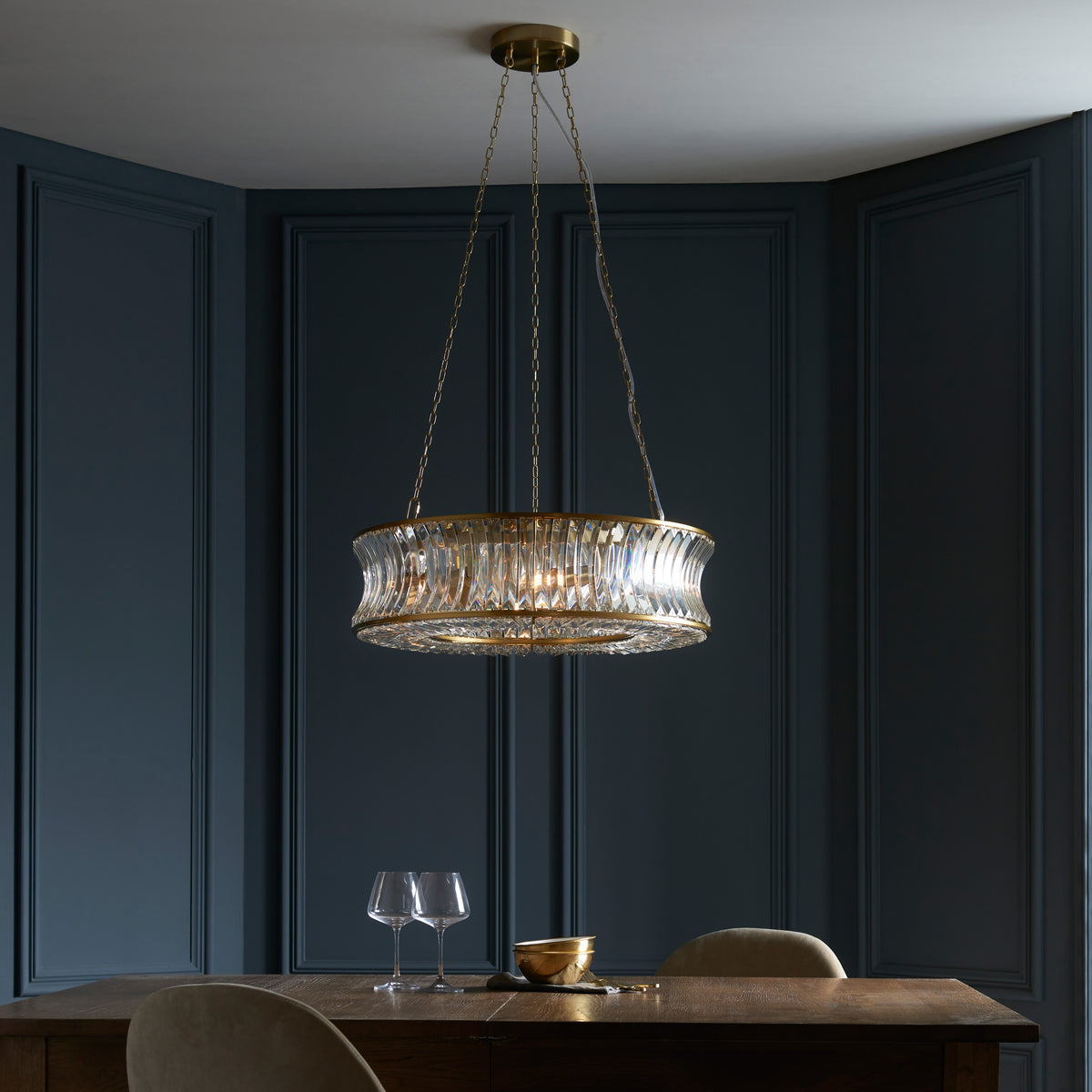 Gallery Direct Uruguay 6 Pendant Light Warm Brass, styled in a room setting
