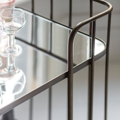 Gallery Direct Verna Drinks Trolley in Bronze metal with toughened glass shelves