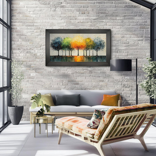 Gallery Direct Vibrant Canopy Framed Canvas displayed in a styled interior