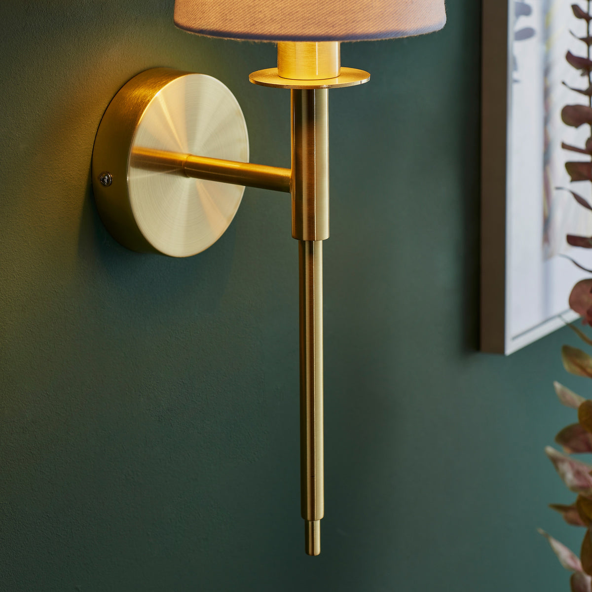 Gallery Direct Virva Wall Light Brushed Brass, close-up of the finish and design
