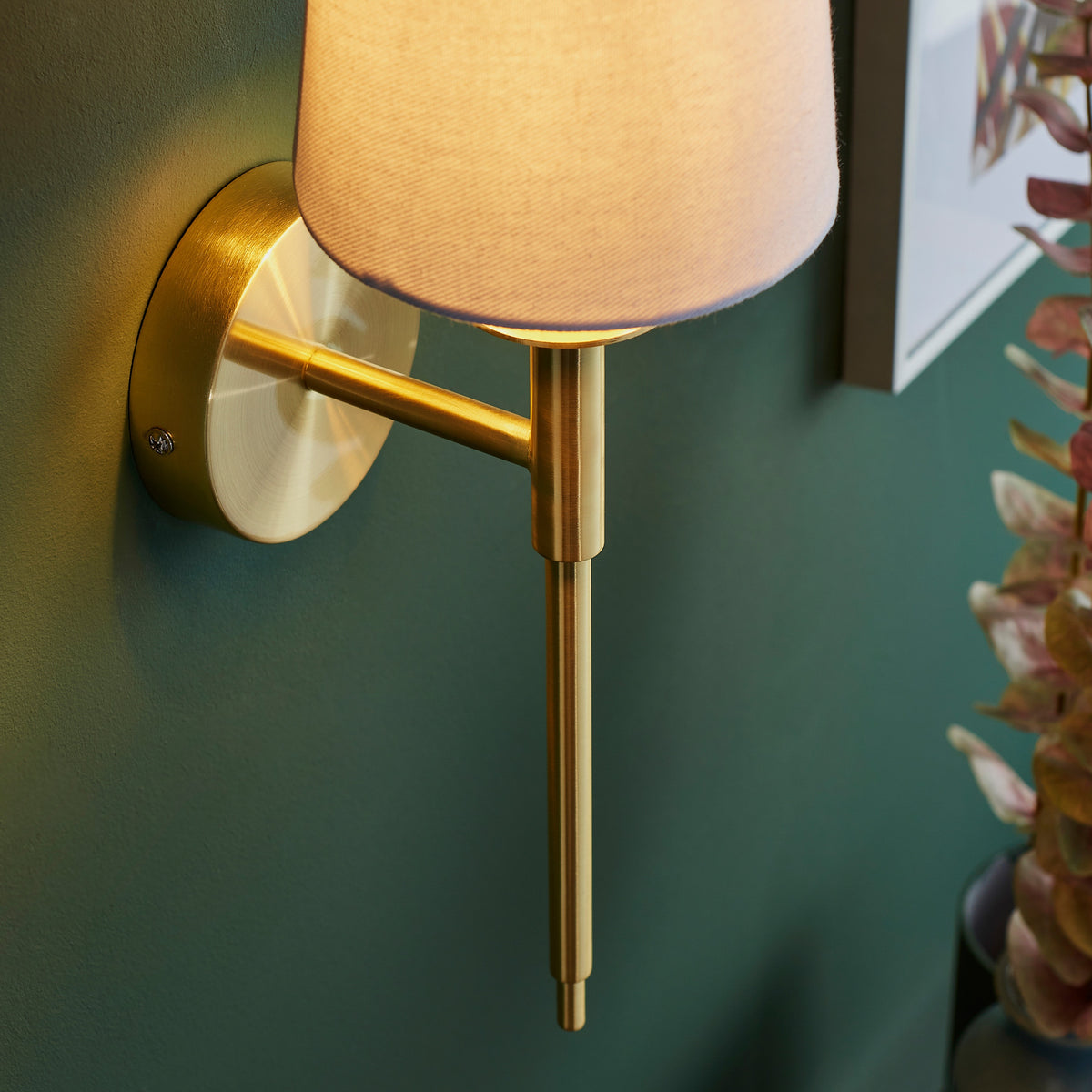 Gallery Direct Virva Wall Light Brushed Brass, close-up of the finish and design