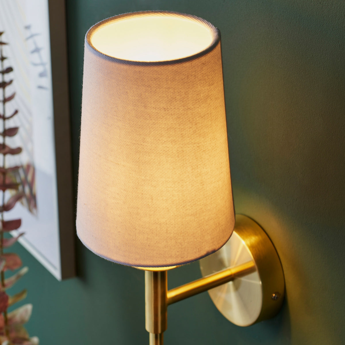Gallery Direct Virva Wall Light Brushed Brass, close-up of the finish and design