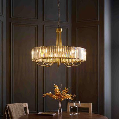 Gallery Direct Visconti 8 Pendant Light Antique Brass, styled in a room setting