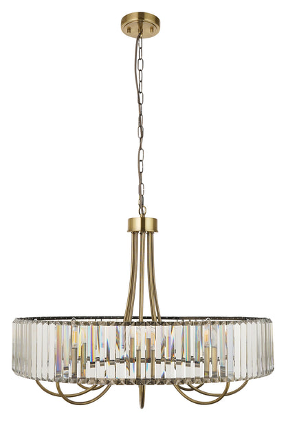 Gallery Direct Visconti 8 Pendant Light Antique Brass, complete product view on a white background