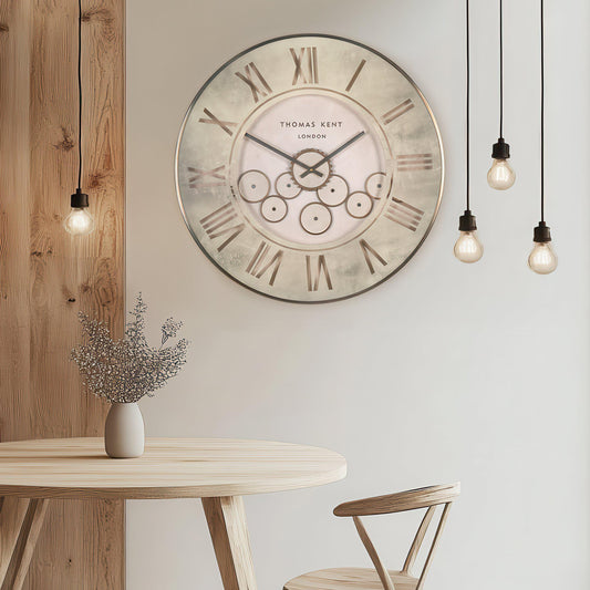 Gallery Direct Wall Clock Cog Stone displayed in a styled interior