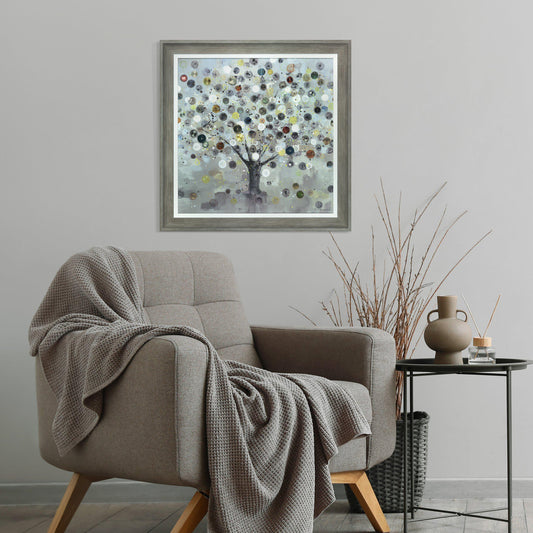 Gallery Direct Watch Tree Small Framed Canvas displayed in a styled interior