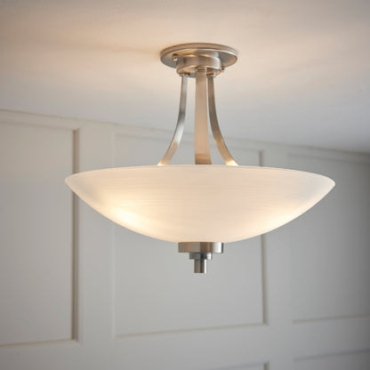 Gallery Direct Welles Ceiling Lamp Satin Chrome, styled in a room setting