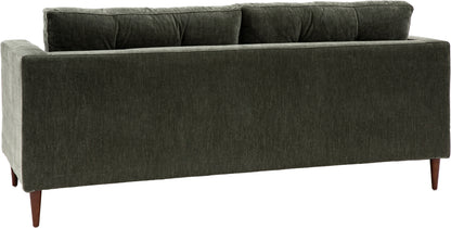 Gallery Direct Whitwell Forest Green 3 Seater Sofa features sleek lines with block arms and tapered wooden legs