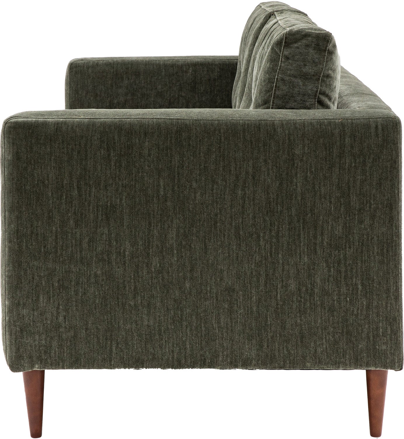 Gallery Direct Whitwell 3 Seater Sofa in Forest features sleek lines with block arms, padded back cushions and tapered wooden legs 