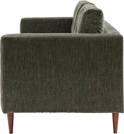 Gallery Direct Whitwell 3 Seater Sofa in Forest features sleek lines with block arms, padded back cushions and tapered wooden legs 