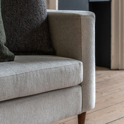 Gallery Direct Whitwell 3 Seater Sofa in Light Grey upholstery with block arms and tapered wooden feet