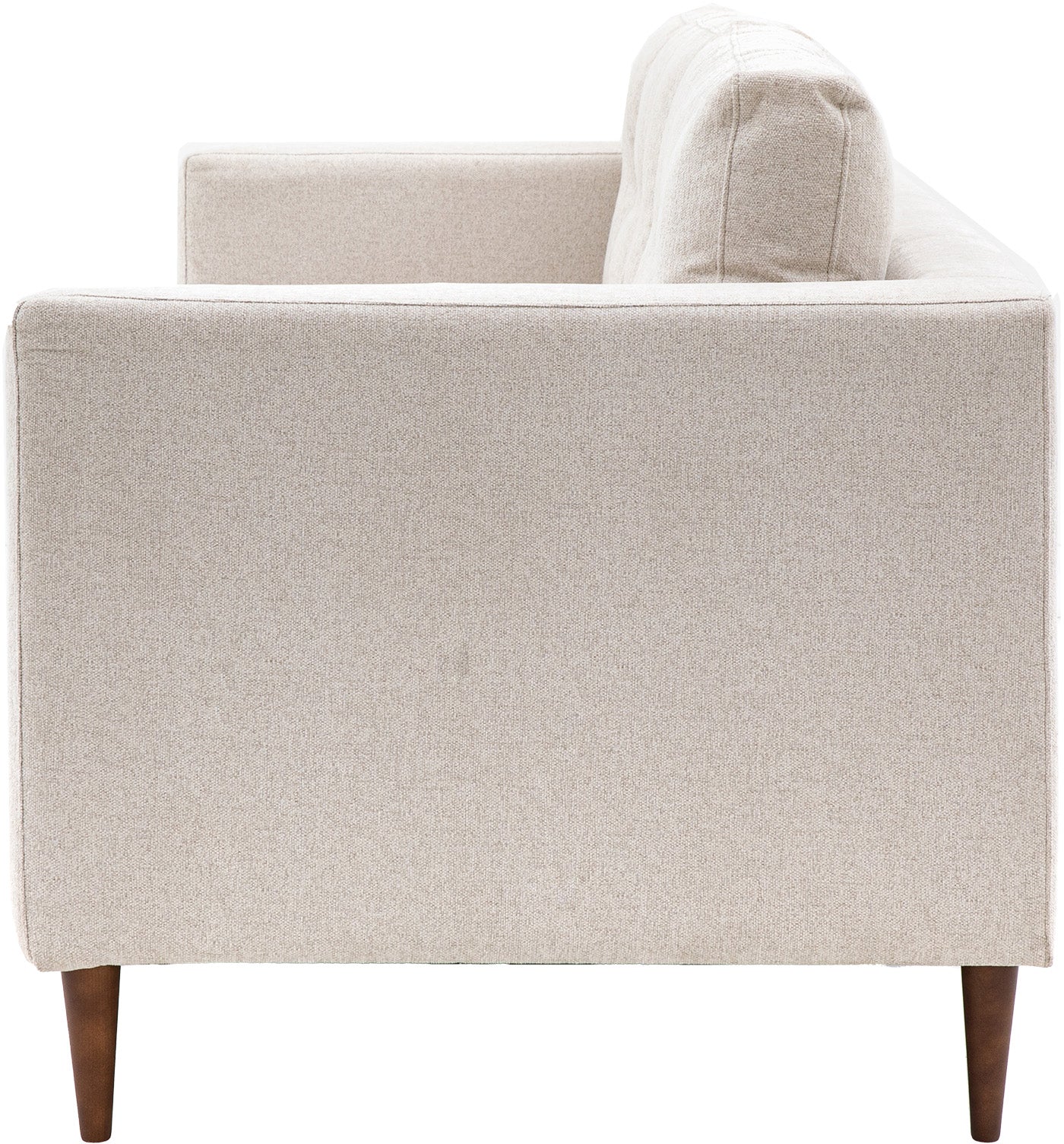 Gallery Direct Whitwell 3 Seater Sofa in Light Grey features a clean lined frame with padded back cushions and tapered wooden legs