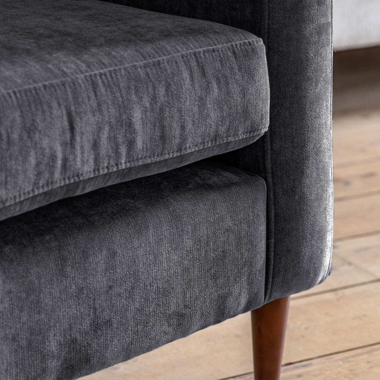 Gallery Direct Whitwell Armchair in Charcoal upholstery with brown wooden legs