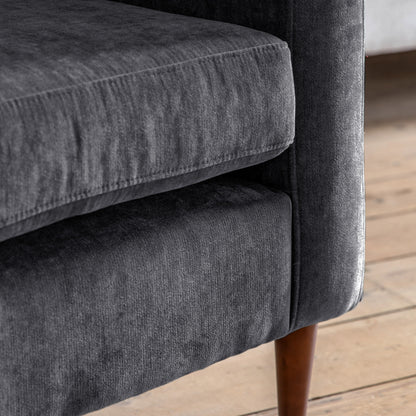 Gallery Direct Whitwell Armchair in Charcoal upholstery with brown wooden legs