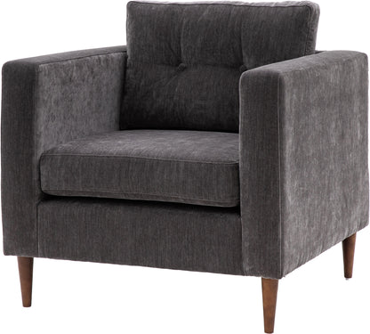 Gallery Direct Whitwell Armchair Upholstered in a Charcoal fabric with button tufted back cushion and tapered wooden legs