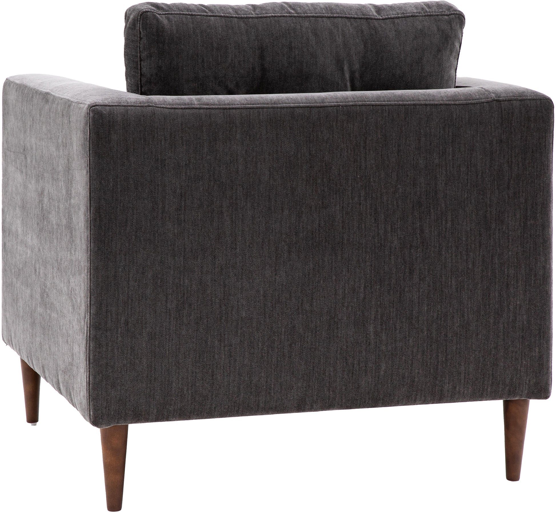 Gallery Direct Whitwell Armchair in Charcoal upholstery with a distinctive block style frame with tapered wooden legs
