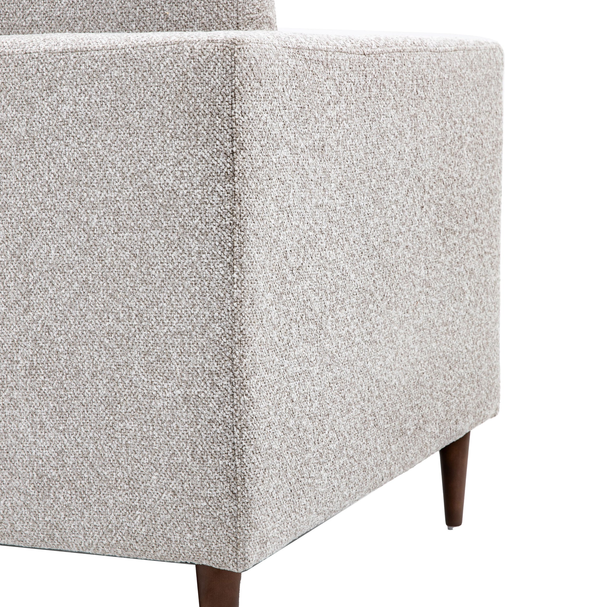 Gallery Direct Whitwell Armchair in Light Grey upholstery with a squared frame and tapered wooden legs