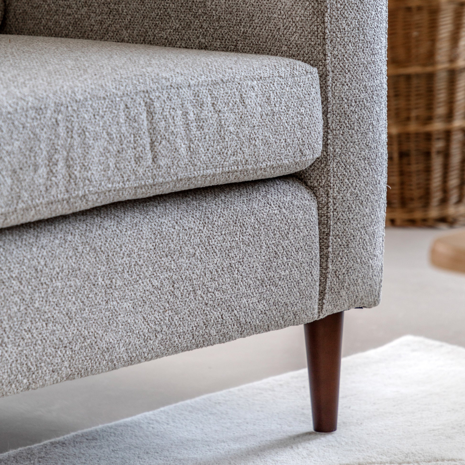Gallery Direct Whitwell Armchair in Light Grey upholstery with tapered wooden legs