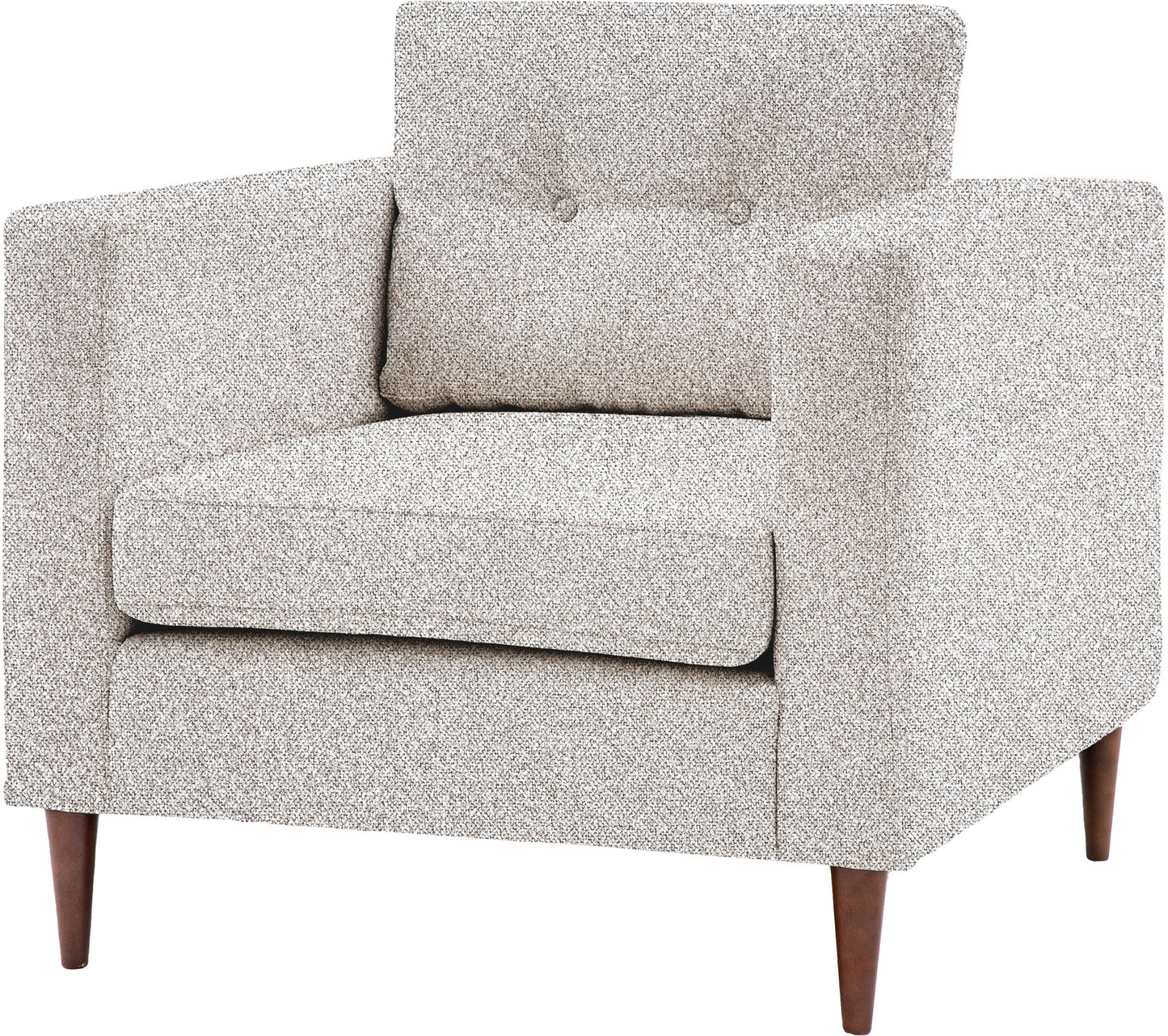Gallery Direct Whitwell Armchair in a Light Grey upholstery with button tufted back cushion and block frame, with tapered wooden legs