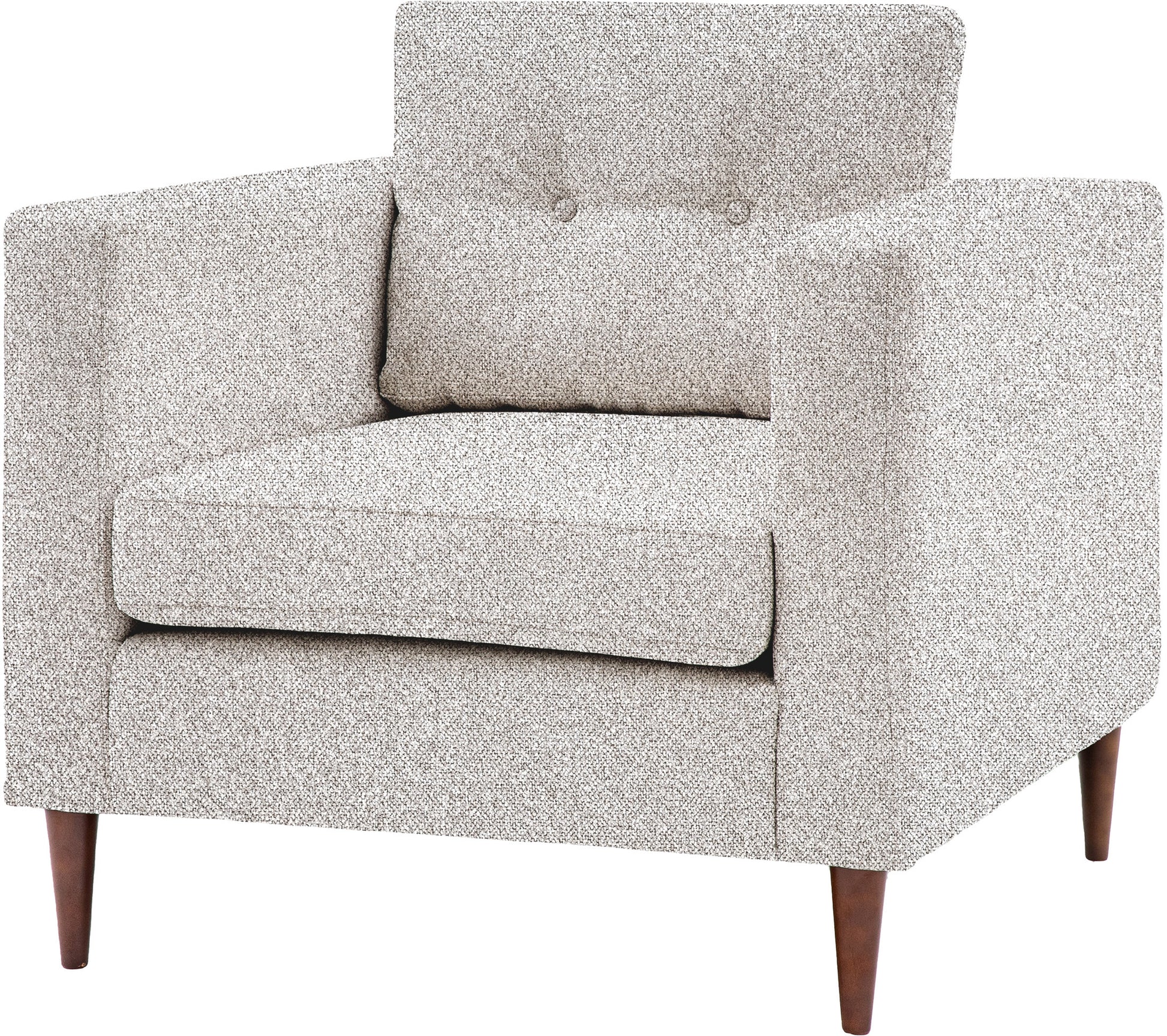 Gallery Direct Whitwell Armchair in a Light Grey upholstery with button tufted back cushion and block frame, with tapered wooden legs