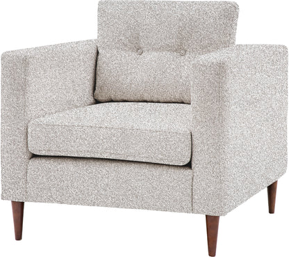 Gallery Direct Whitwell Armchair in a Light Grey upholstery with button tufted back cushion and block frame, with tapered wooden legs