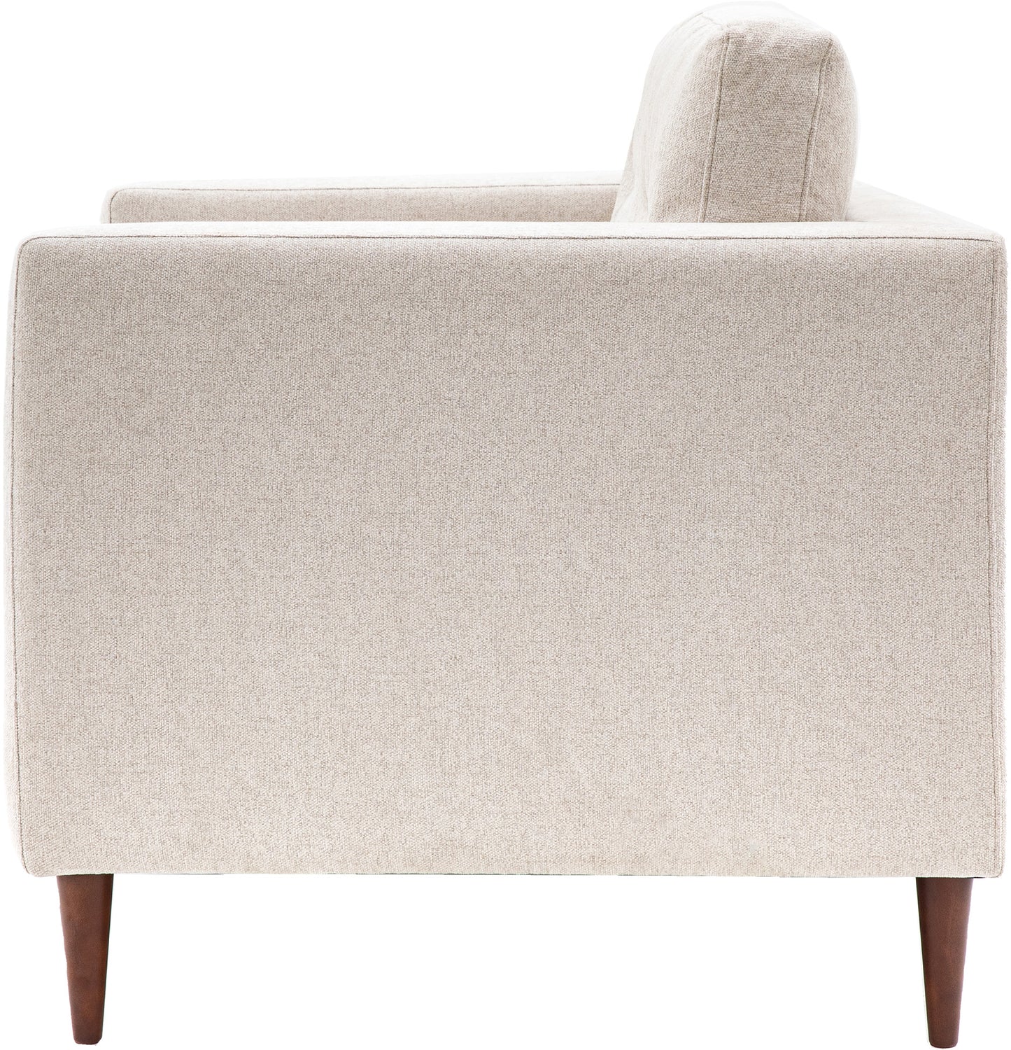 Gallery Direct Whitwell Armchair in Light Grey with a distinctive squared frame and tapered wooden legs