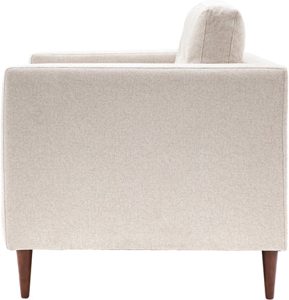 Gallery Direct Whitwell Armchair in Light Grey with a distinctive squared frame and tapered wooden legs