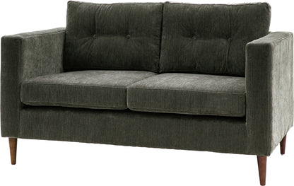 Gallery Direct Whitwell 2 Seater Sofa in Forest green Upholstery with button tufted cushions, block arms and tapered wooden legs